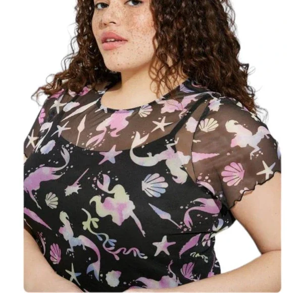 Torrid NWT Disney The Little Mermaid Midi Mesh T-Shirt Dress Size 1X Ariel - Picture 4 of 8